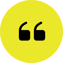 Yellow circle with black quotation marks.